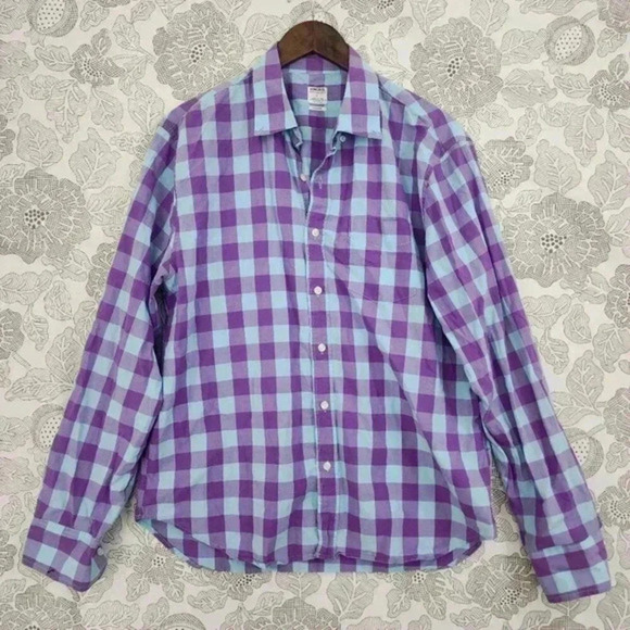 Bonobos Mens Purple‎ & Blue Checkered Long Sleeve Shirt L - Picture 1 of 5